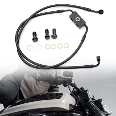 Imagem de TIGERSGATE Linha de freio frontal ABS de 40,6 cm (disco frontal único) para Harley 2012-2017 Dyna e modelos 2014-2024 sportster xg, preto