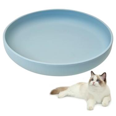 Imagem de BNOSDM Tigela de silicone antiderrapante para comida de gato, tigela plana para cães com ventosa rasa para filhotes de cachorro e prato de água para animais de estimação pequenos e médios (cinza-azul)