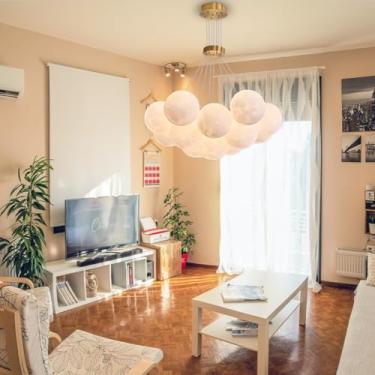 Imagem de Lustre moderno e criativo em formato de bolha, com cúpula esférica e base de metal dourado para luminária de cozinha, 13 lâmpadas, decorativo, ideal para sala de estar, sala de jantar, quart