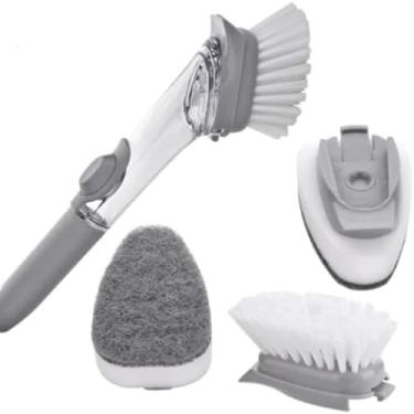 Imagem de Escova Multiuso com Dispenser, PP, 40ml, 24cm, Reservatório Integrado para Detergente, Cerdas Resistentes, Design Ergonômico