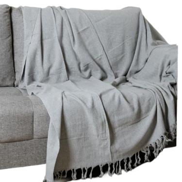Imagem de Kit 2x Manta Pra Sofá Gigantes Tipo Capa 100% Algodão Grande 2,40 x 1,80 Proteção Decoração(2x Cinza Claro)