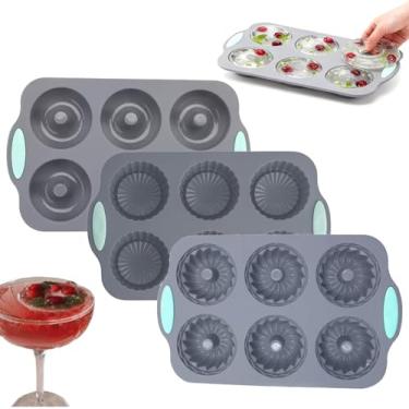 Imagem de Molde de gelo de guirlanda, formas de silicone para fazer cubos de gelo em forma de Natal, molde DIY de silicone de 6 furos, adequado para cubos de gelo, bolos. (3 conjuntos-A)