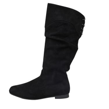Imagem de Botas femininas de salto baixo na panturrilha com bico fino para uso casual e de lazer, Preto, 36