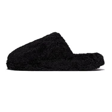 Imagem de FitFlop Pantufa de pelúcia acolchoada iQushion D Luxe - Sapatos femininos fofos e aconchegantes para uso interno e externo com suporte de arco, amortecimento ultraleve, sola de borracha antiderrapante