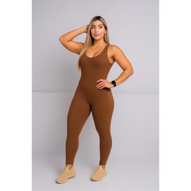 Imagem de Macacão Longo Legg Fitness Canelado Poliamida Com Bojo-Feminino