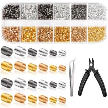 Imagem de 2200 peças de suprimentos de contas de crimpagem, contas de crimpagem DIY com alicates de crimpagem, pinças