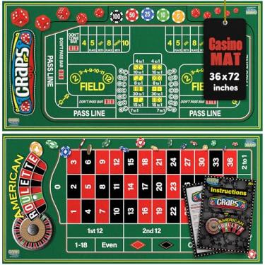 Imagem de Gamie Tapete de roleta e craps de cassino - 91 cm x 182 cm - Tapete de jogo de mesa de cassino de feltro dupla face para festa de cassino noite de entretenimento - Tapete de jogo de nível profissional