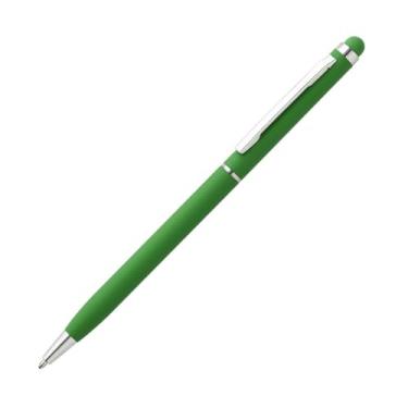 Imagem de Caneta Esferográfica Touch Screen Metálica, Corpo Emborrachado, Escrita Azul, Ponta Fina 0.7mm, Design Moderno, para Escritório, 14.5cm (Verde)