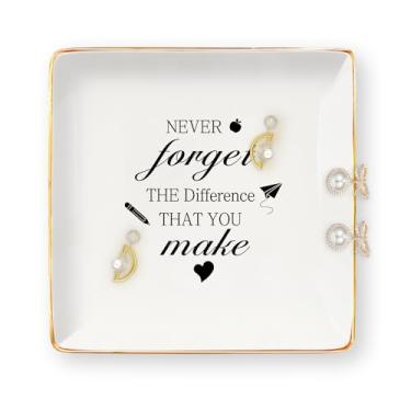 Imagem de Presentes de agradecimento ao professor – Presentes de fim de ano para professores para professoras bandeja de joias de cerâmica prato de joias prato de bugiganga de volta às aulas aniversário