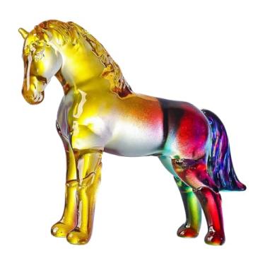 Imagem de IEUDNS Estátua de cavalo de vidro em miniatura, figura simples para mesa, ornamento Feng Shui, item colecionável para decoração de casa ou, Style E