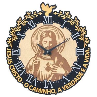Imagem de Relógio de Parede Jesus Cristo - O Caminho, a Verdade e a Vida 26cm Preto e Dourado
