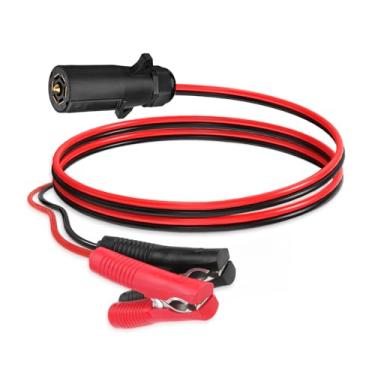 Imagem de ELFCULB Plugue de reboque de 7 vias para cabo de clipes jacaré, grampos de bateria 10AWG para conector de reboque de 7 pinos para trailer trailer (2FT)