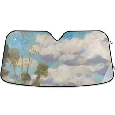 Imagem de Guarda-sol personalizado Cowsgrazing Claude Monet Print para para-brisa de carro caminhão dobrável engraçado para-brisa automotivo proteção de para-sol M, 139,7 cm x 70,1 cm