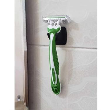 Imagem de Kit 2 Suportes para Aparelho de barbear Gillette - Fixação Dupla Face na Parede do Banheiro - Porta Lamina Barbeador (Preto)