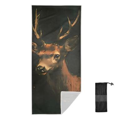 Imagem de Joitme Toalha de banho infantil vintage Deer Black, 78 x 188 cm, toalhas de verão, toalha de praia de secagem rápida