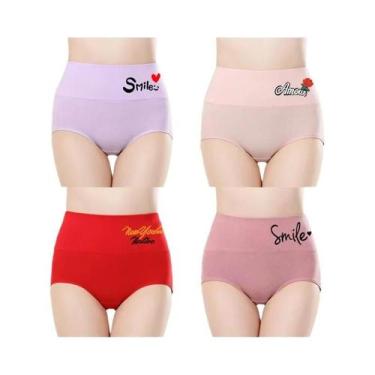 Imagem de Conjunto De Roupa Íntima De Algodão plus Size Para Mulheres 4PCS Calci