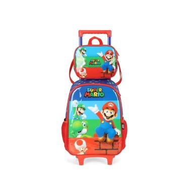 Imagem de Kit Mochila De Rodinhas Lancheira Térmica Super Mario Bros