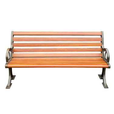 Imagem de LOERSS Bancos externos com encosto e apoios de braço, banco de jardim de pátio, cadeira de alpendre, banco de parque de alumínio, bancos de metal e madeira, banco de varanda para quintal, deck