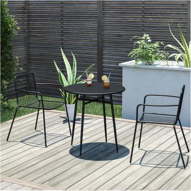Imagem de LOERSS Conjuntos de 3 peças de jardim e bistrô, conjuntos de móveis de pátio ao ar livre, 2 cadeiras e 1 mesa, para decoração de quintal, piscina, varanda, jardim, varanda (Cor: )