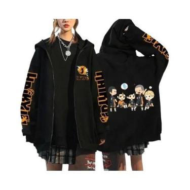 Imagem de Moletom Unissex Com Zíper Haikyuu Anime Japonês Karasuno High School H