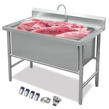 Imagem de Banheira de lavanderia de nível comercial, pias de lavanderia, pia de cozinha de estação de trabalho, lavagem de pia de aço inoxidável, pia comercial independente, pia de cozinha de tigela única