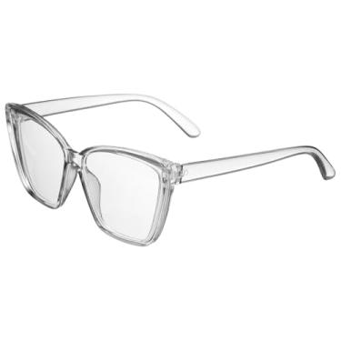 Imagem de HARFINGTON Óculos de sol para mulheres e homens, óculos de sol de policarbonato anti-luz azul tipo plano, óculos de sol modernos para dirigir, fazer compras e tirar fotos, cinza transparente