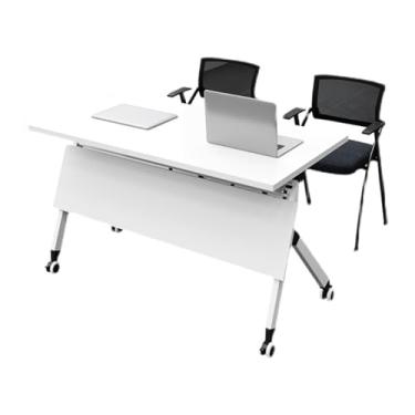Imagem de Mesa de conferência dobrável, mesa de reunião retangular longa, mesa de reunião com rodízios, para escritório, sala de aula (140 x 39,9 cm)