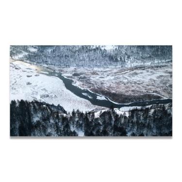 Imagem de LKXGRRSFG Frozen RiverReal Foto cidade mar neve vale rio nascer do sol impressão em tela para decoração de casa 20 x 36 cm sem moldura