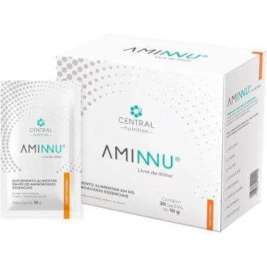 Imagem de Aminnu Aminoácidos Essenciais Sem Xilitol Tangerina 30 Sachês 10g Central Nutrition EAA em Pó Sabor Tangerina