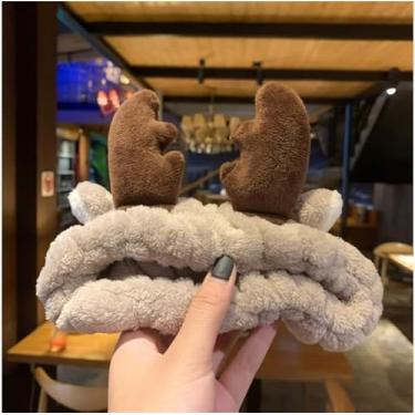 Imagem de Faixa de cabelo de pelúcia estilo coreano linda faixa de chifre à prova d'água para maquiagem, aplicação de máscara facial, lavagem facial, chifres de café