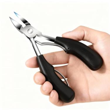 Imagem de Alicate Cortador de Unha para Pés e Mãos, Aço Inoxidável, Unhas Grossas e Encravadas, 13 cm, Preto