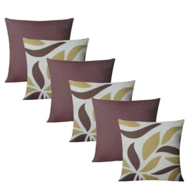 Imagem de Kit 6 Almofadas Decorativas Cheias 48x48cm com Zíper Invisível para Sofá Sala Quarto (775)