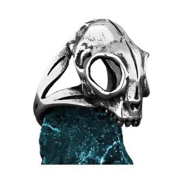 Imagem de Anel Gótico Unissex Com Caveira Em Aço Inoxidável Com Inlay De Zircôni