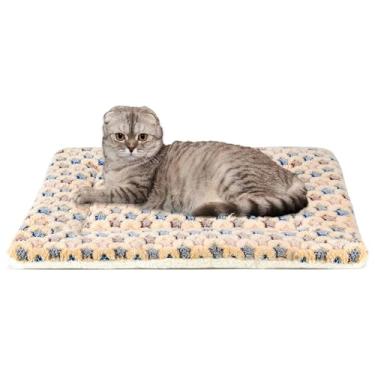 Imagem de Mora Pets Cama de gato Almofada para caixa de cachorro com estampa de estrela Tapete de caixa lavável Almofada de canil de lã reversível para cães 52 x 46 cm Marrom