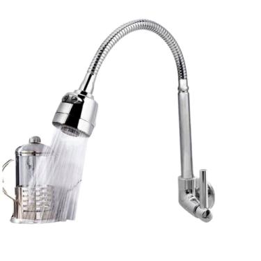 Imagem de Torneira de cozinha Torneira cromada de 1/4 de volta para montagem em parede flexível na bancada (TORNEIRA TANQUE)