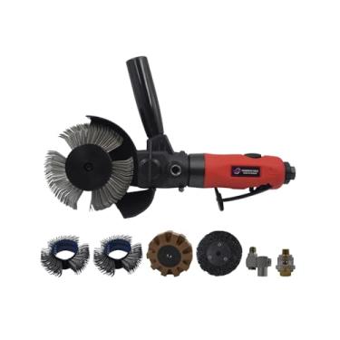 Imagem de Kit de ferramentas de preparação de superfície de ar 0,5 HP 3500 RPM, ferramenta de remoção rotativa pneumática com roda de borracha, roda de arame e decapador de tinta para ferrugem rápida, tinta