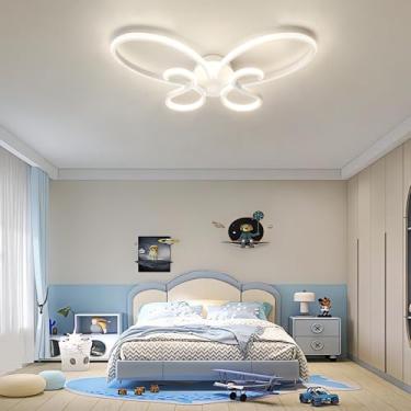 Imagem de Luminária de teto LED moderna para quarto, luminária criativa com intensidade regulável e controle remoto, instalação embutida, ideal para sala de jantar, corredor, quarto infantil, quarto d