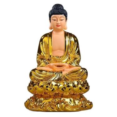 Imagem de FENNYYAR Decoração de escultura de estátua de Buda de Amitabha, 30 cm 30 cm, ornamento de mesa de resina para casa