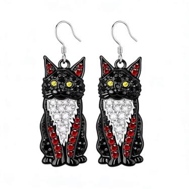 Imagem de OSCCI Adoráveis brincos em forma de gato – design animal acrílico com ganchos de liga durável, brincos hipoalergênicos modernos para mulheres e amantes de animais de estimação, Acrílico, Sem pedra