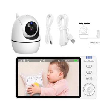 Imagem de Monitor De Bebê Com Vídeo De 5'' Câmera PTZ Com Visão Noturna Bateria 