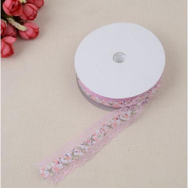 Imagem de 1 rolo de fita de renda, suprimentos de costura artesanais DIY, decoração de embrulho de presente (rosa)