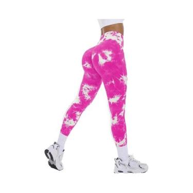 Imagem de Calças De Yoga Femininas De Cintura Alta Sem Costura Com Estampa Tie-d
