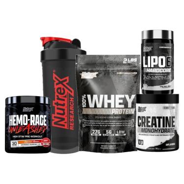 Imagem de Kit Whey 900g+ Hemo-Rage+ Creatina+ Termogênico + Coq Nutrex-Unissex