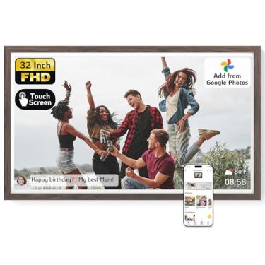 Imagem de NexFoto Porta-Retratos Digital Grande Com Tela Sensível Ao Toque De 32" E 64 Gb, Fhd Wi-Fi, Sincroniza O Google Fotos, Modo Presente, Fotos Vídeos Fáceis Compartilhar, Usb/Micro Sd, Presentes Para A