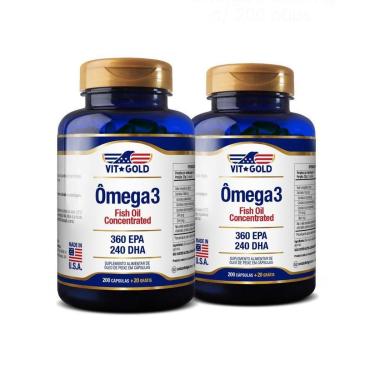 Imagem de Ômega 3 Fish Oil / Óleo de Peixe 1000 mg Vitgold Kit2x 200-Unissex