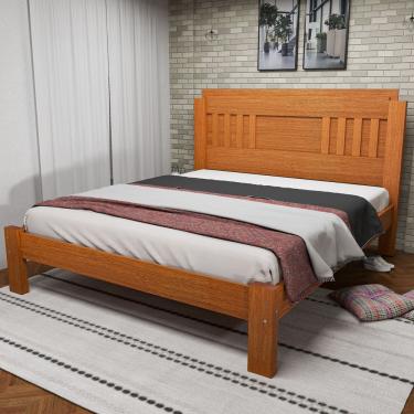 Imagem de Cama Marina Casal 100% MDF Estrado Reforçado Pés 9x5,4cm