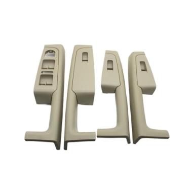Imagem de Maçaneta da porta traseira dianteira do carro Apoio de braço Interruptor da estrutura do painel de controle Substituição da guarnição Compatível com Skoda Superb 2008-2013 3TD867157(4PCS-Beige)