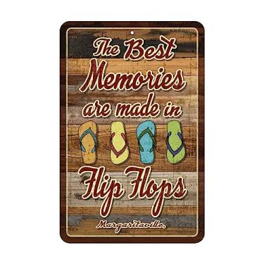 Imagem de Rico Industries Margaritaville Chinelo 28 cm x 43 cm Placa grande de decoração de casa de metal