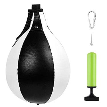 Imagem de Kit de saco socos couro PU para treino boxe MMA e Muay Thai com bomba inflação design em forma pêra treinar reflexos melhorar a coordenação olho-mão