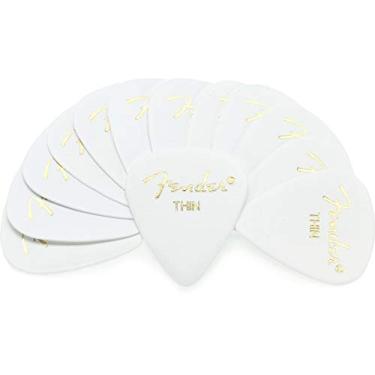 Imagem de Fender Palhetas clássicas de guitarra celuloide formato 351, acessórios de guitarra, branco, fino, pacote com 12